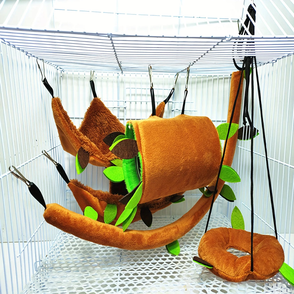 Double-layer Plush Cotton Hamster Hammock Round Swing for Small Animal