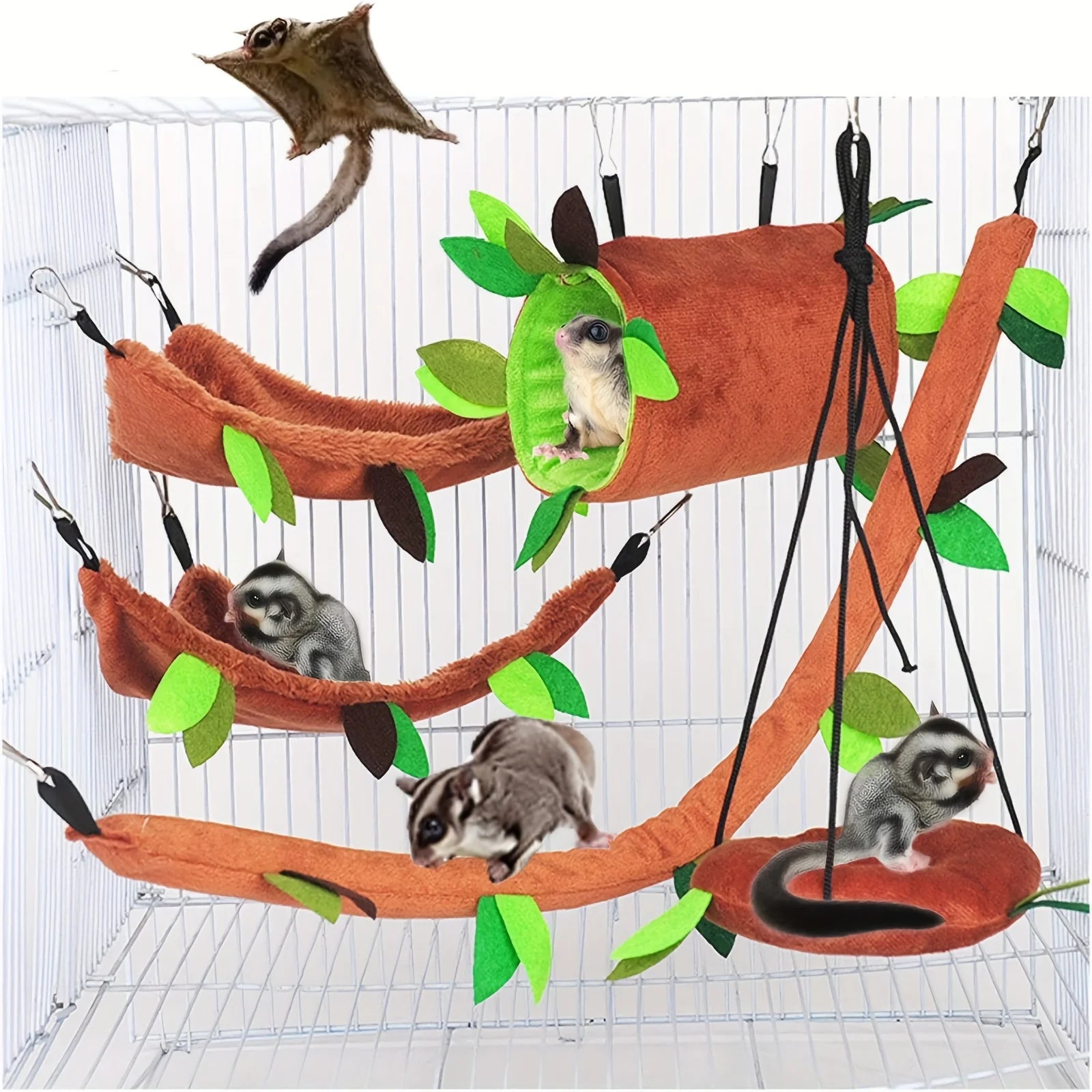 Double-layer Plush Cotton Hamster Hammock Round Swing for Small Animal