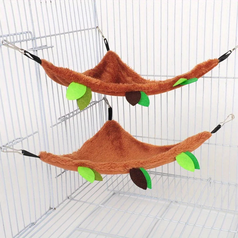 Double-layer Plush Cotton Hamster Hammock Round Swing for Small Animal