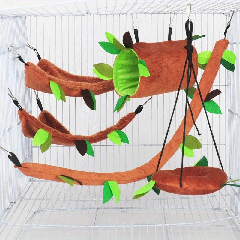 Double-layer Plush Cotton Hamster Hammock Round Swing for Small Animal